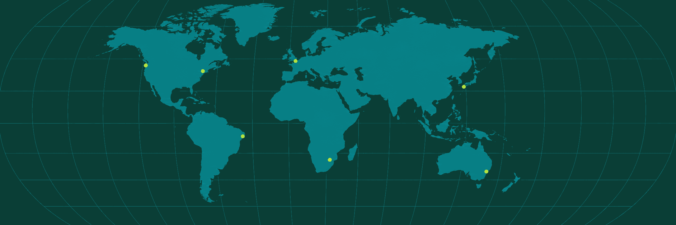 Mapa del mundo que representa la red internacional HEY!